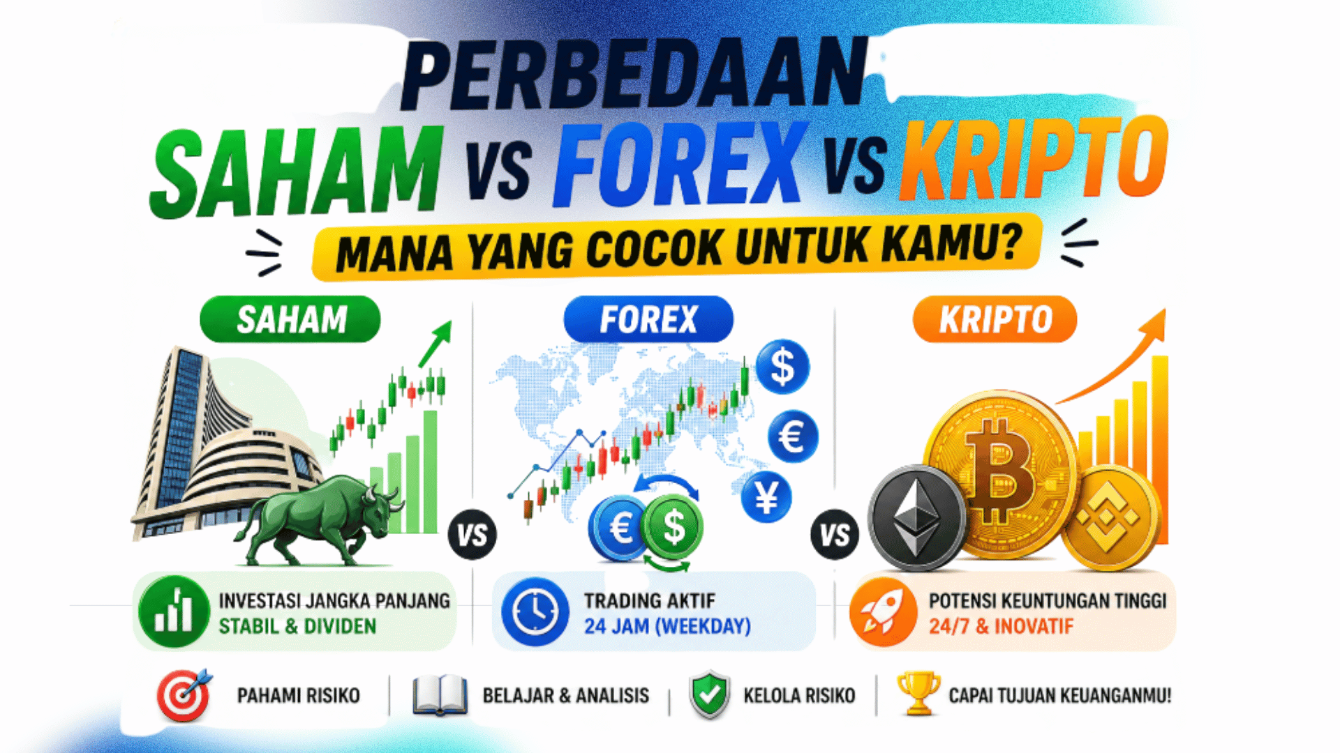 Perbedaan Saham vs Forex vs Kripto: Mana yang Paling Cocok untuk Kamu?